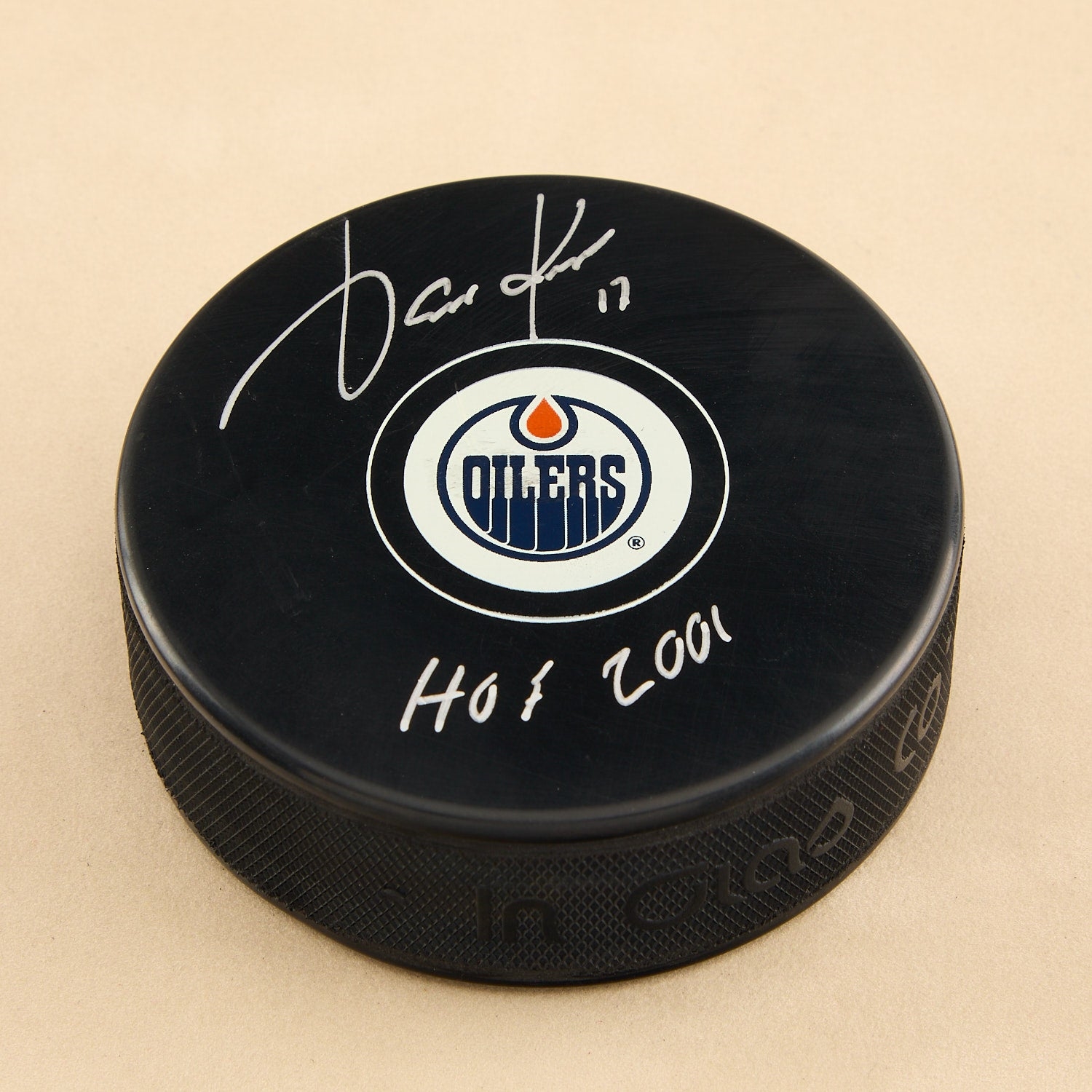 Jari Kurri Autographed Edmonton Oilers Hockey Puck with HOF Note