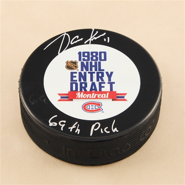 Jari Kurri Signed 1980 NHL Entry Draft Puck with 69th Pick Note