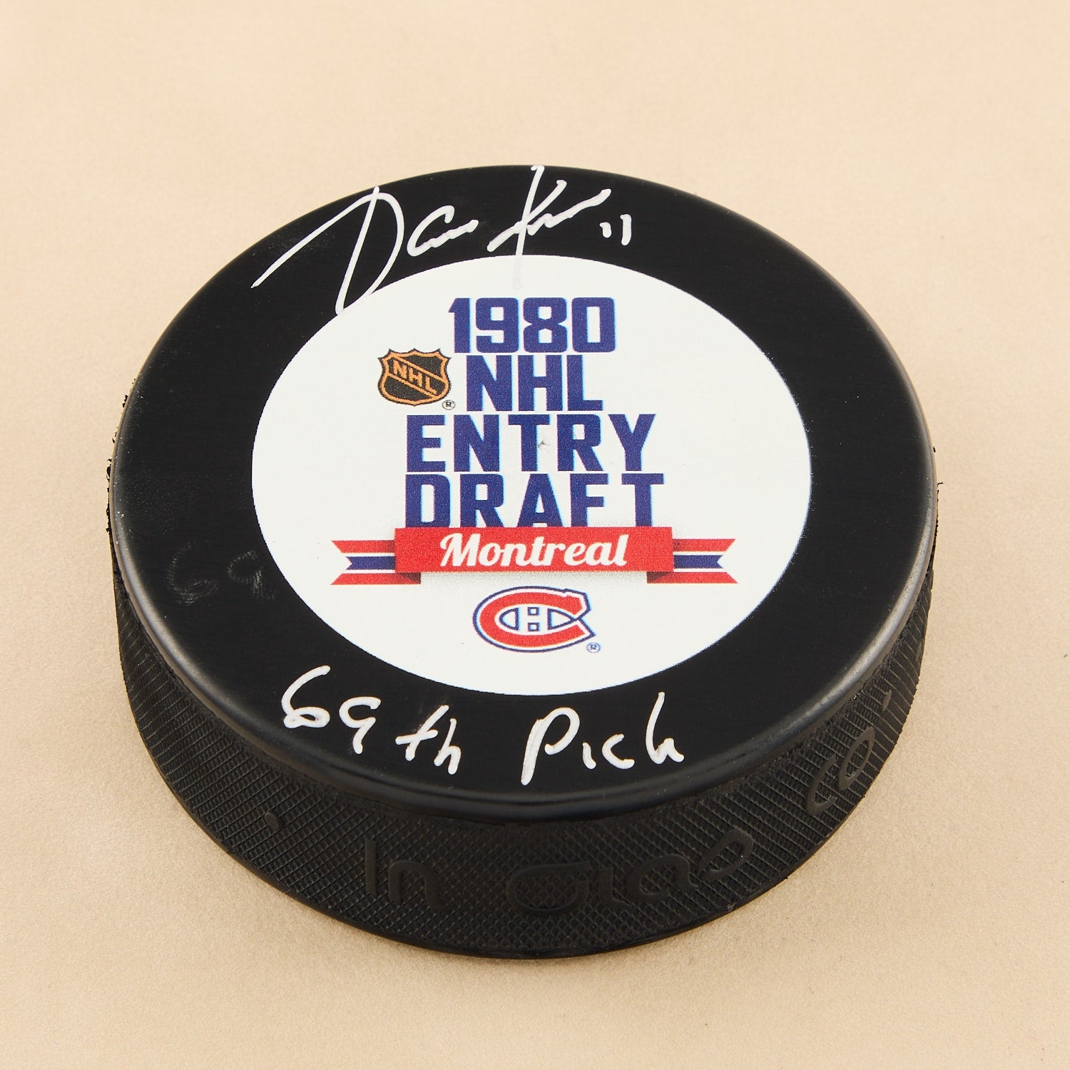 Jari Kurri Signed 1980 NHL Entry Draft Puck with 69th Pick Note