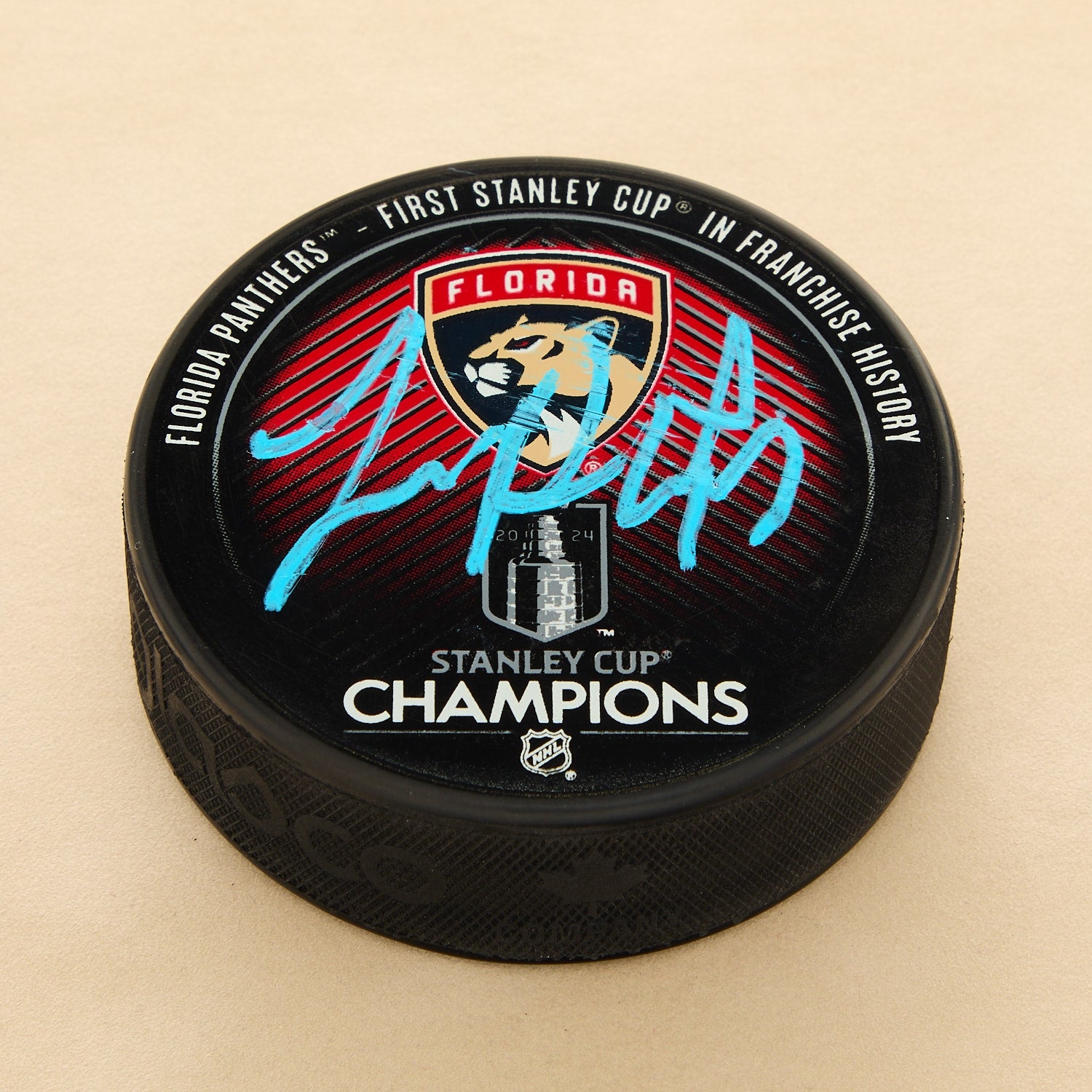 Sam Reinhart Autographed Florida Panthers 2024 Stanley Cup Puck