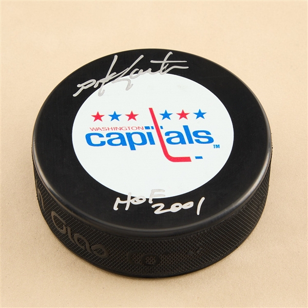 Mike Gartner Signed Washington Capitals Vintage Logo Puck with HOF Note