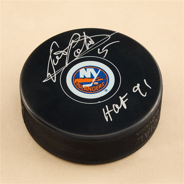 Denis Potvin Signed New York Islanders Hockey Puck with HOF Note