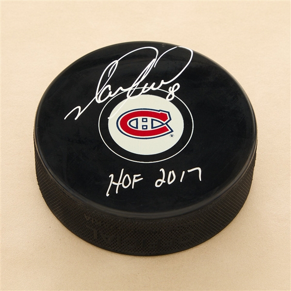 Mark Recchi Signed Montreal Canadiens Hockey Puck with HOF Note