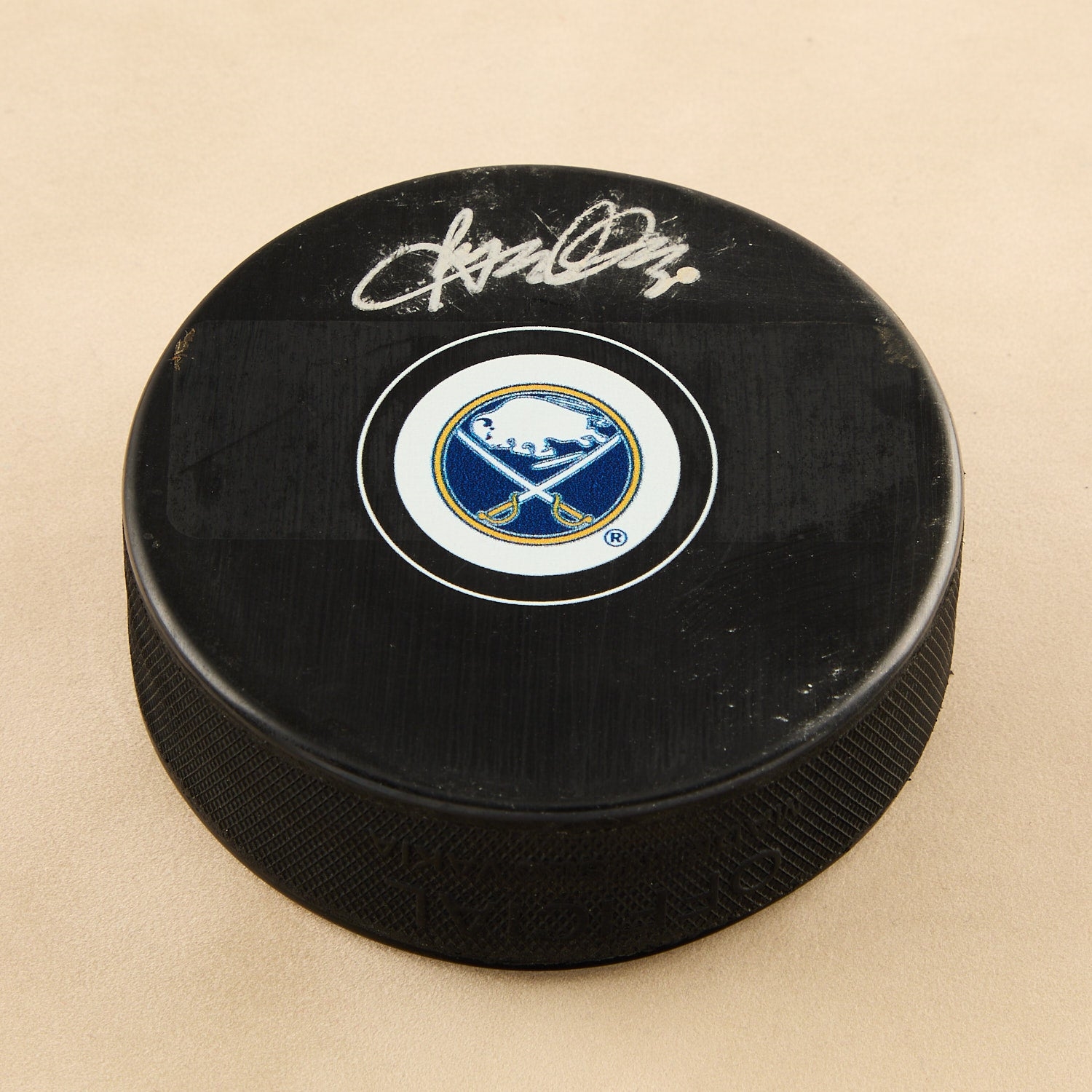 Ryan Miller Autographed Buffalo Sabres Hockey Puck (Flawed)