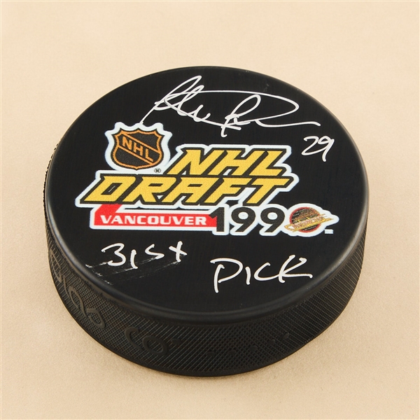 Felix Potvin Signed 1990 NHL Entry Draft Puck with 31st Pick Note