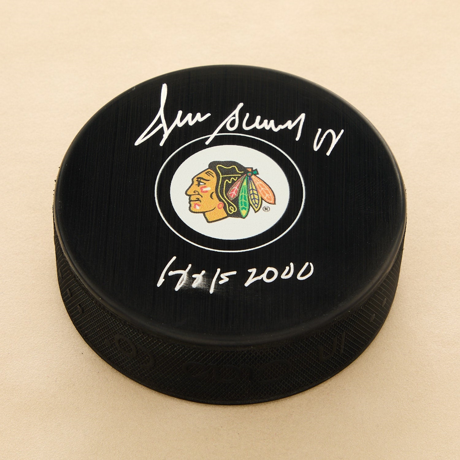 Denis Savard Signed Chicago Blackhawks Hockey Puck with HOF Note