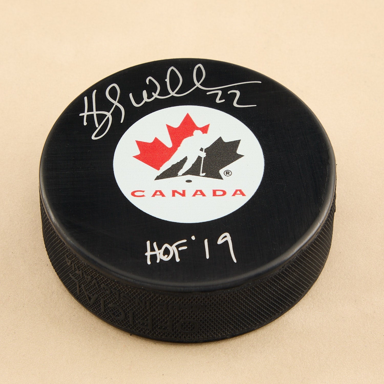 Hayley Wickenheiser Autographed Team Canada Hockey Puck with HOF Note