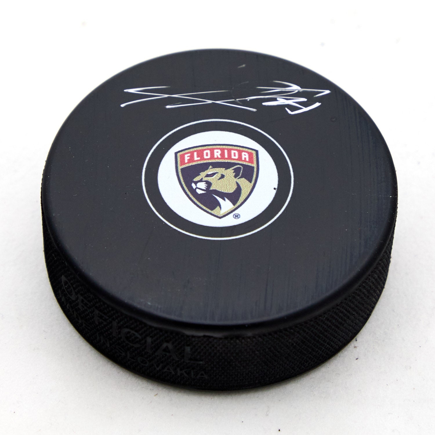 Sergei Bobrovsky Autographed Florida Panthers Hockey Puck (Flawed)