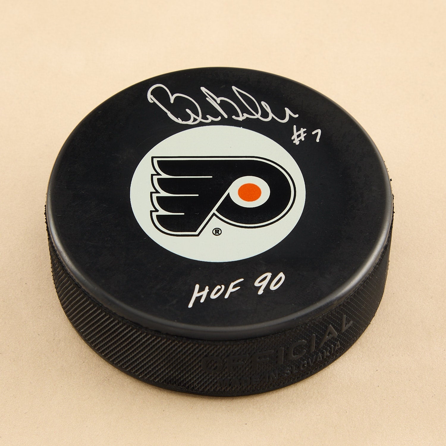 Bill Barber Autographed Philadelphia Flyers Hockey Puck with HOF Note