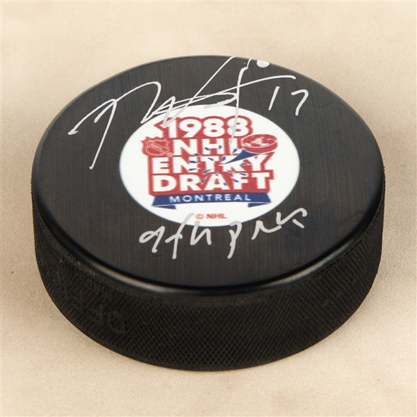 Rod BrindAmour Signed Entry Draft 1988 NHL Entry Draft Puck (Flawed)