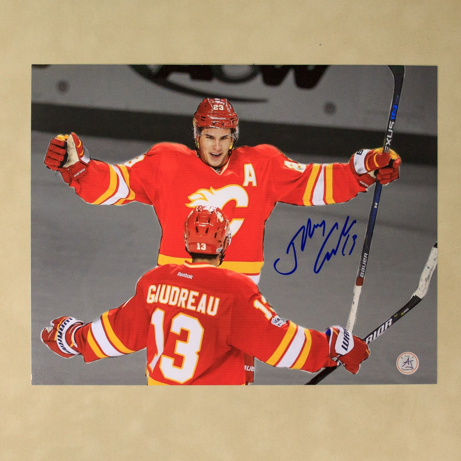 Johnny Gaudreau Autographed Calgary Flames colour Isolation 11x14 Photo