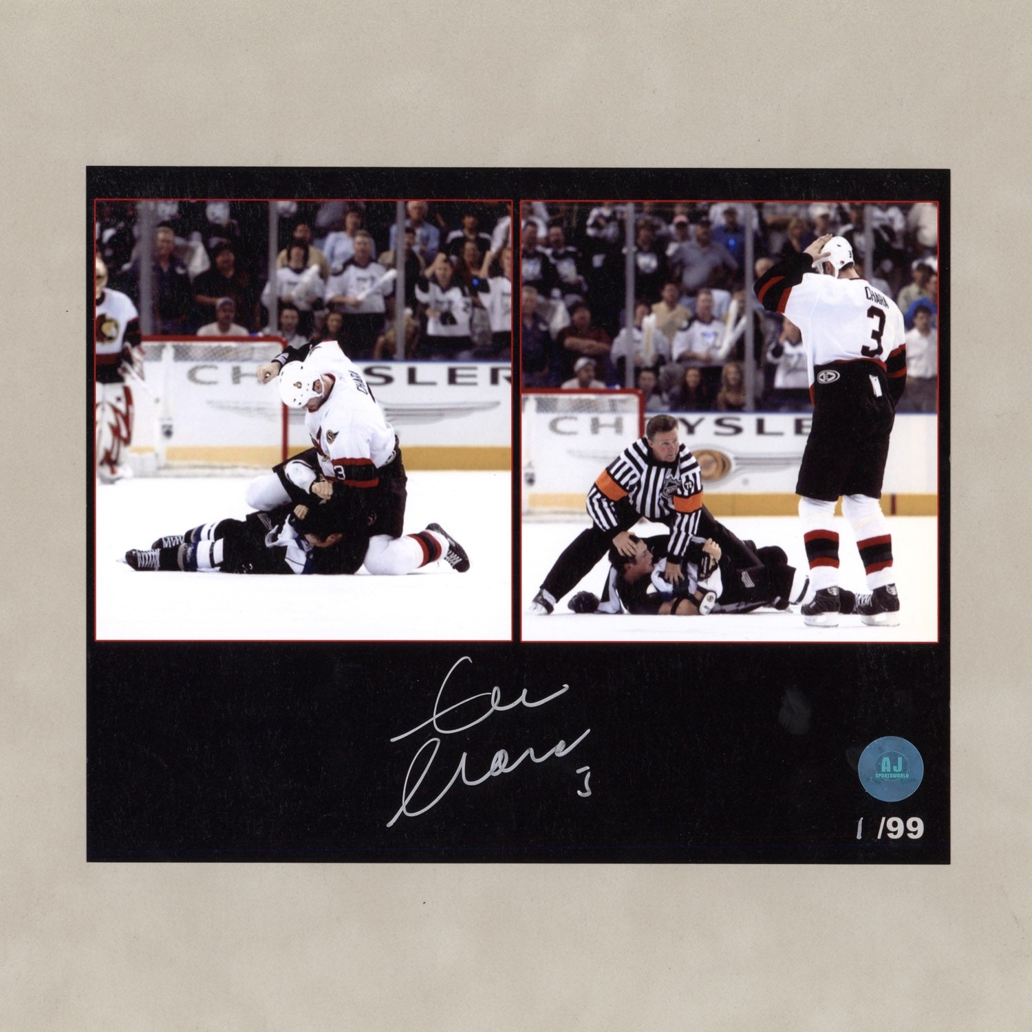 Zdeno Chara Autographed Ottawa Senators Hockey Fight 8x10 Photo #1/99