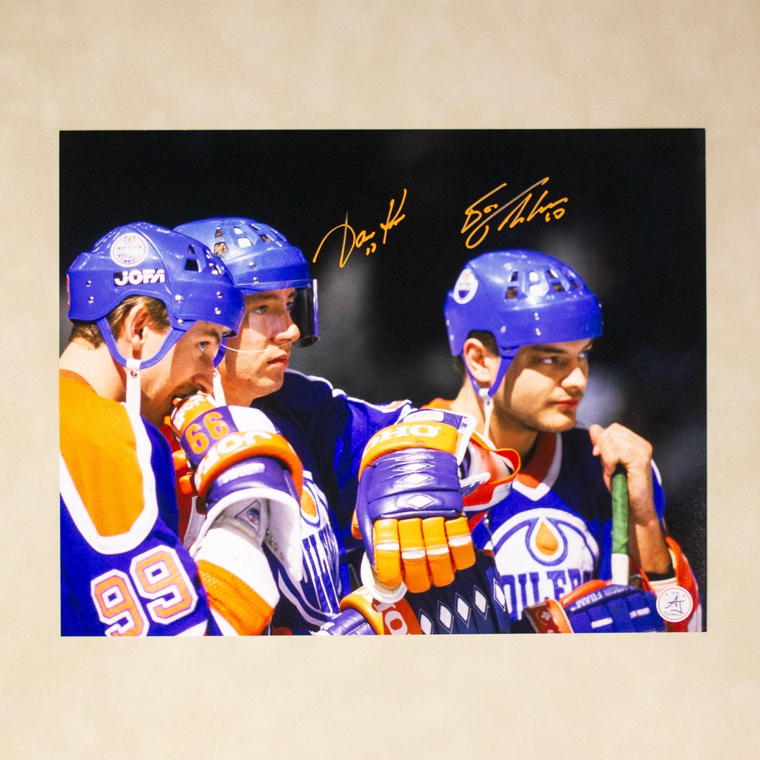 Jari Kurri & Esa Tikanen Dual Signed Edmonton Oilers Teammates 11x14 Photo