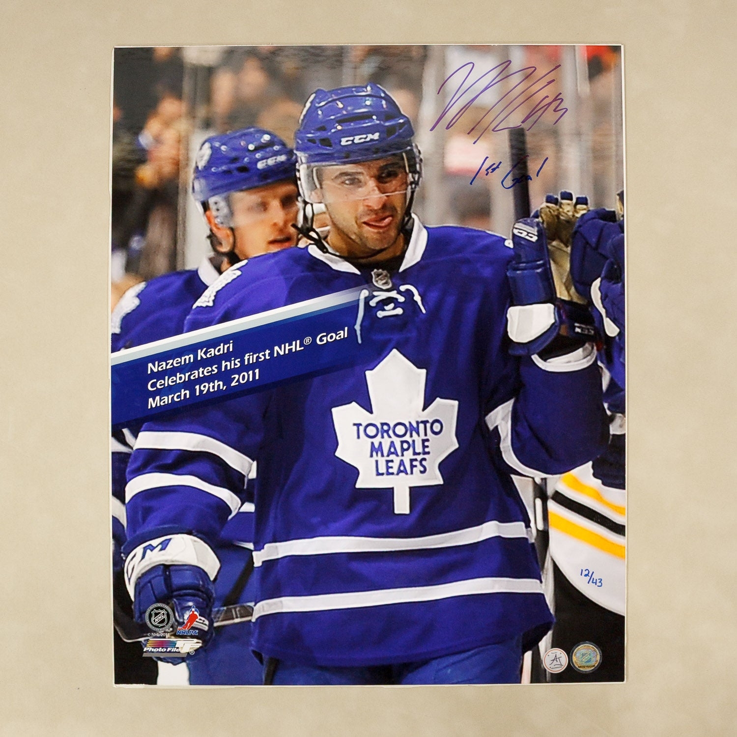 Nazem Kadri Autographed Toronto Maple Leafs Hockey 16x20 Photo