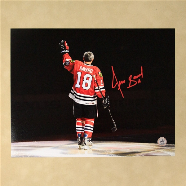 Denis Savard Signed Chicago Blackhawks Legend Spotlight 11x14 Photo