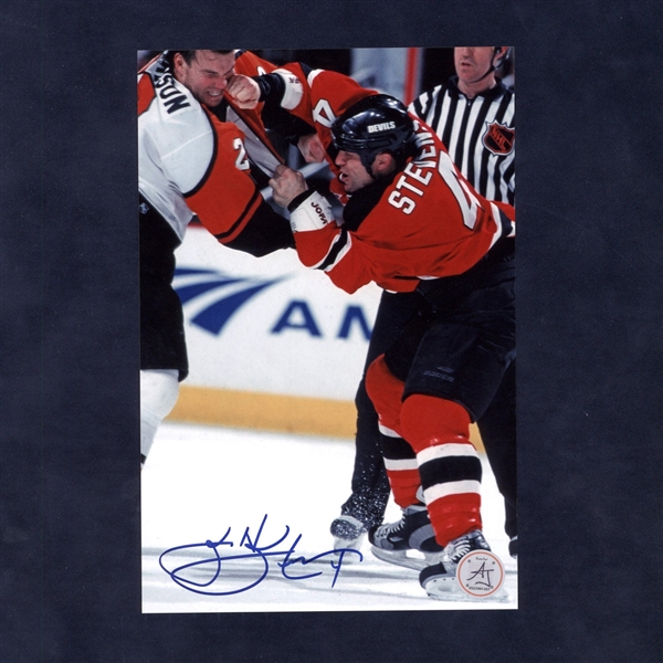 Scott Stevens Autographed New Jersey Devils Hockey Fight 6x9 Photo