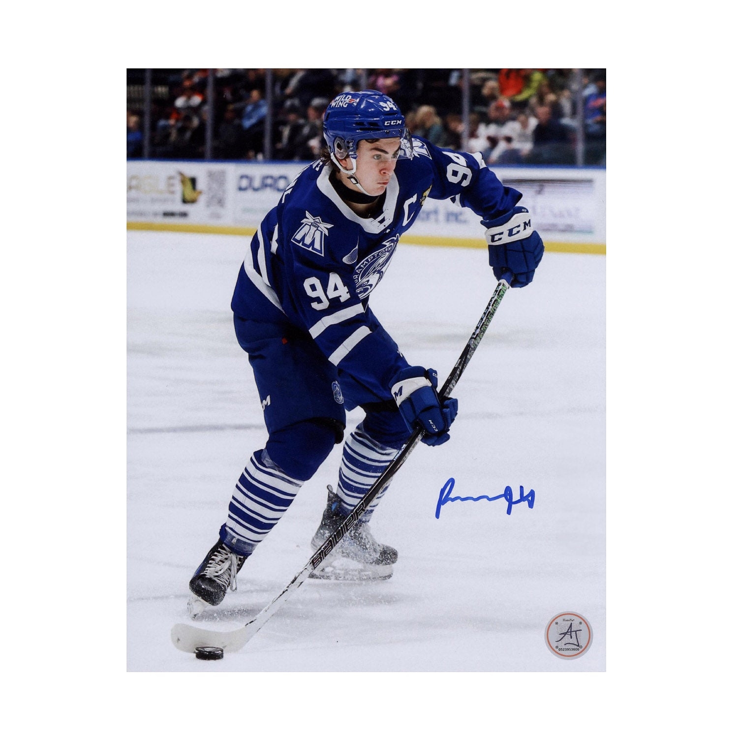 Porter Martone Signed Brampton Steelheads CHL Hockey 8x10 Photo
