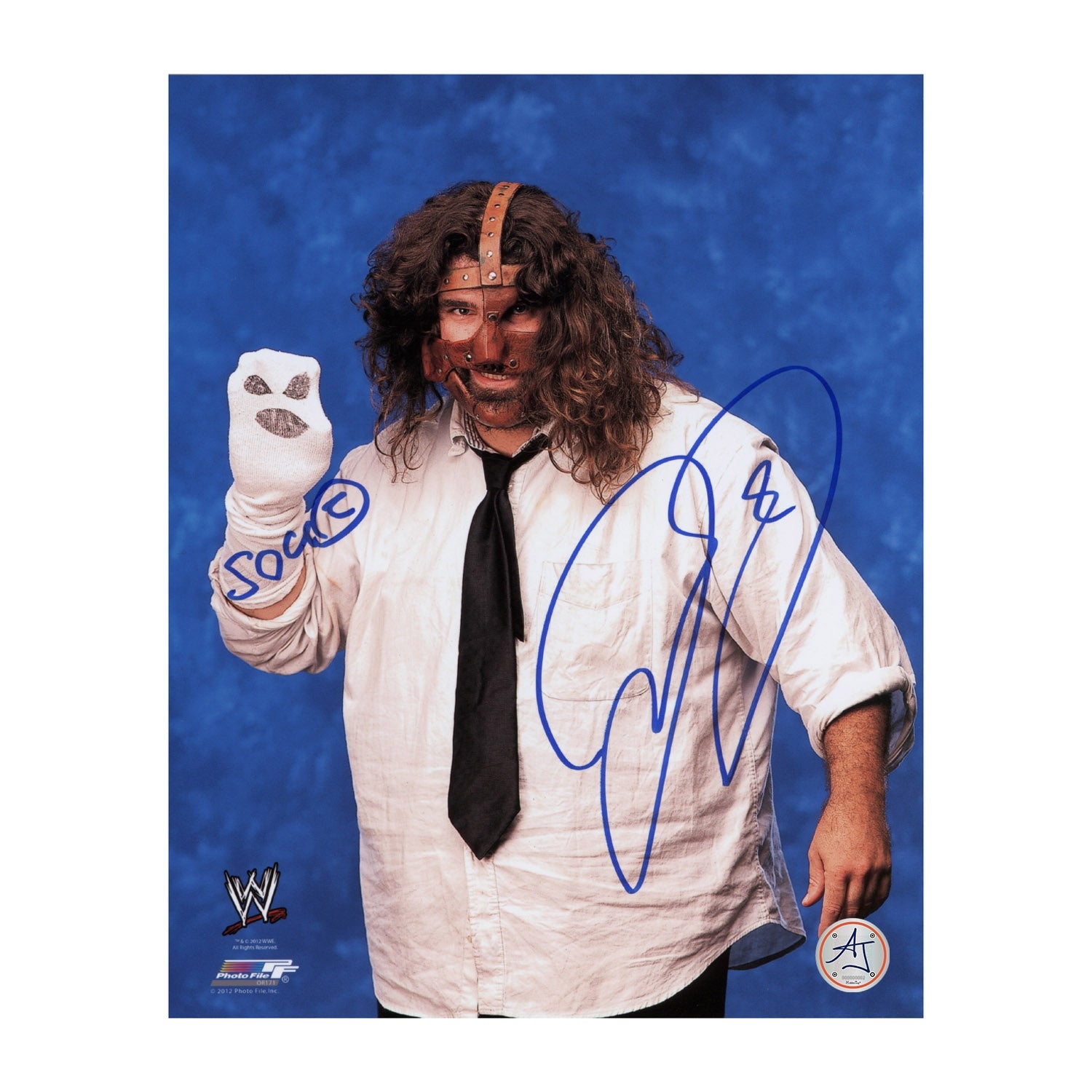 Mick Foley Autographed Mankind With Socko Wrestling 8x10 Photo