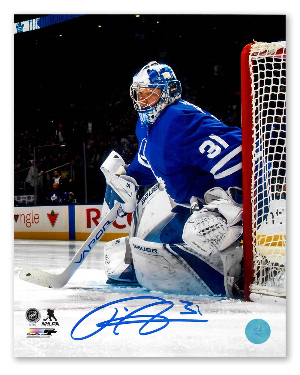 Frederik Andersen Toronto Maple Leafs Autographed Goalie Crease 8x10 Photo