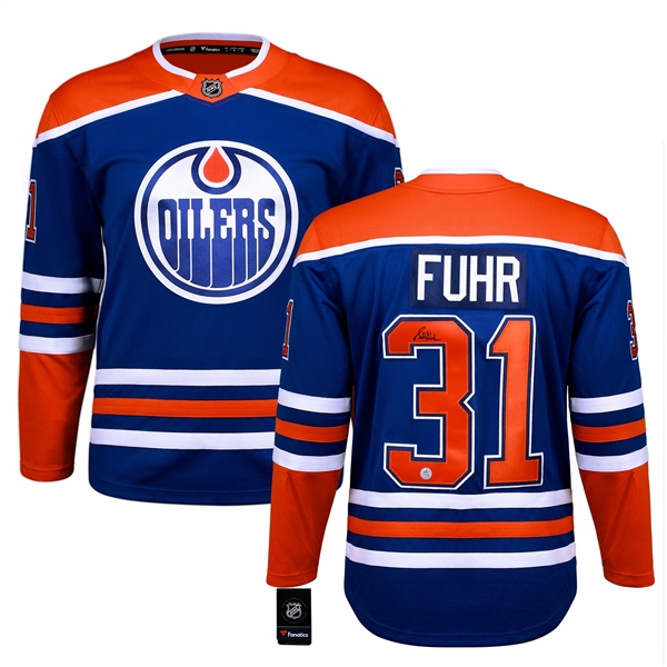 Grant Fuhr Signed Edmonton Oilers Blue Fanatics Breakaway Jersey