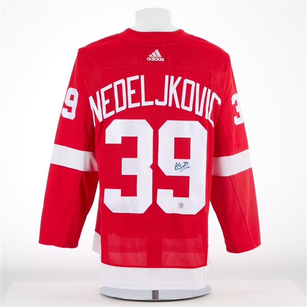 Alex Nedeljkovic Autographed Detroit Red Wings Red adidas Jersey