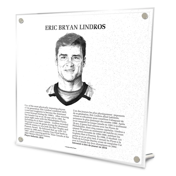 Eric Lindros Replica Hockey Hall of Fame Plaque