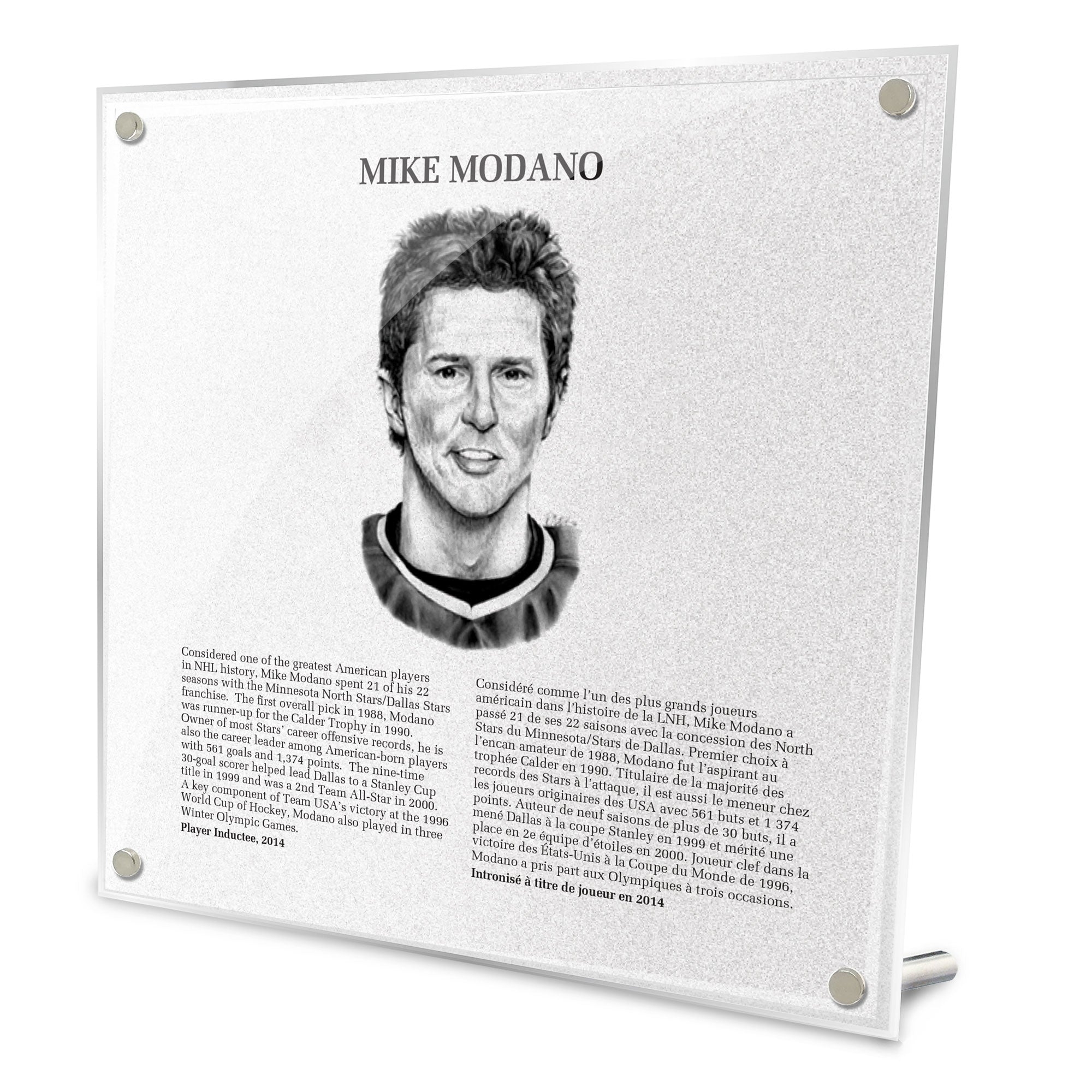 Mike Modano Replica Hockey Hall of Fame Plaque