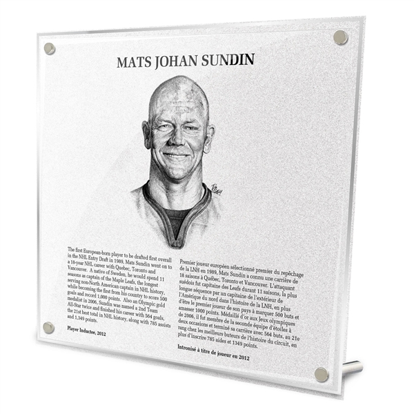 Mats Sundin Replica Hockey Hall of Fame Plaque