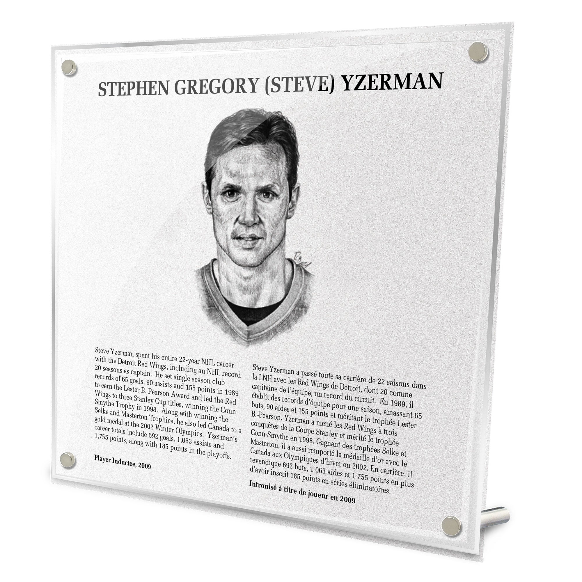 Steve Yzerman Replica Hockey Hall of Fame Plaque