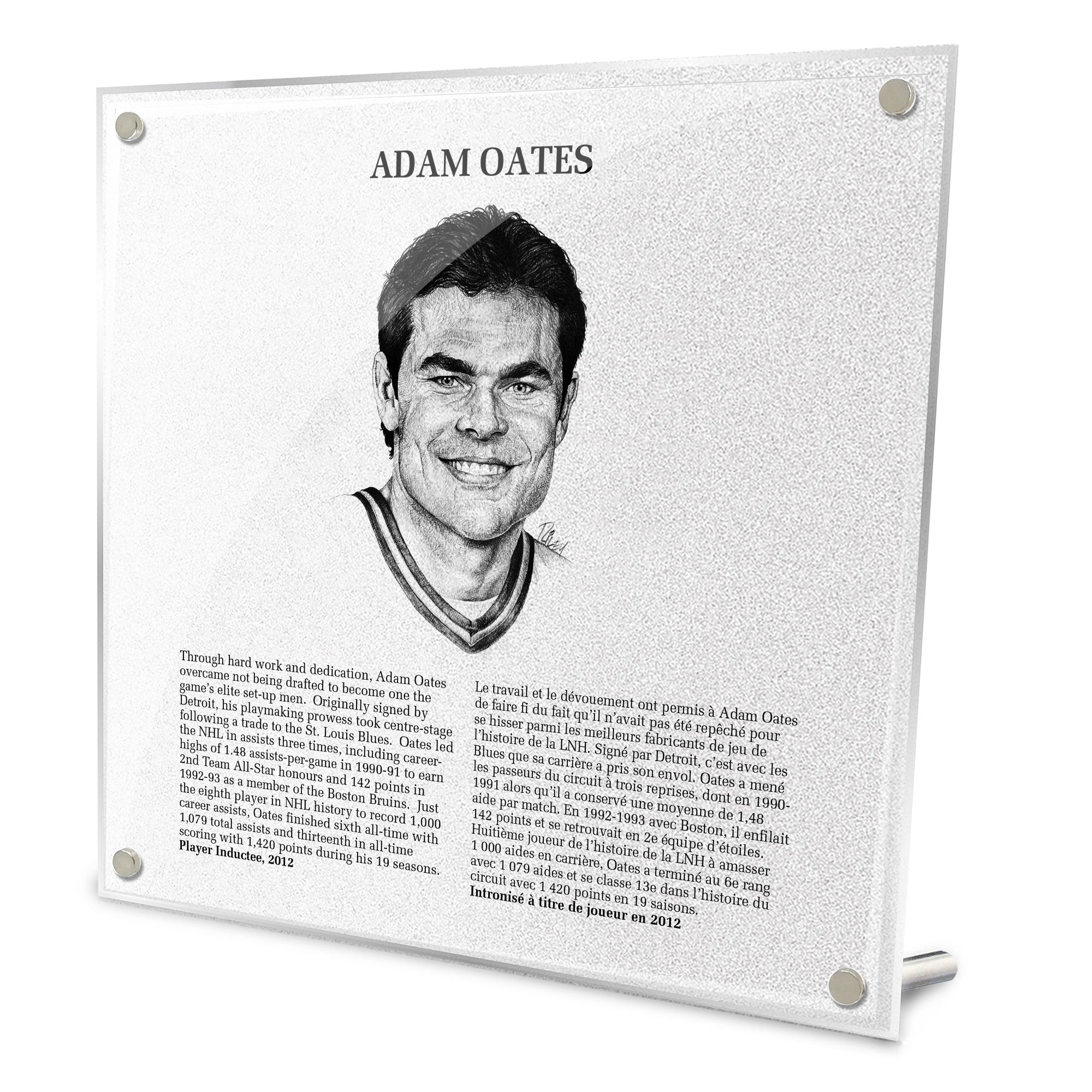 Adam Oates Replica Hockey Hall of Fame Plaque