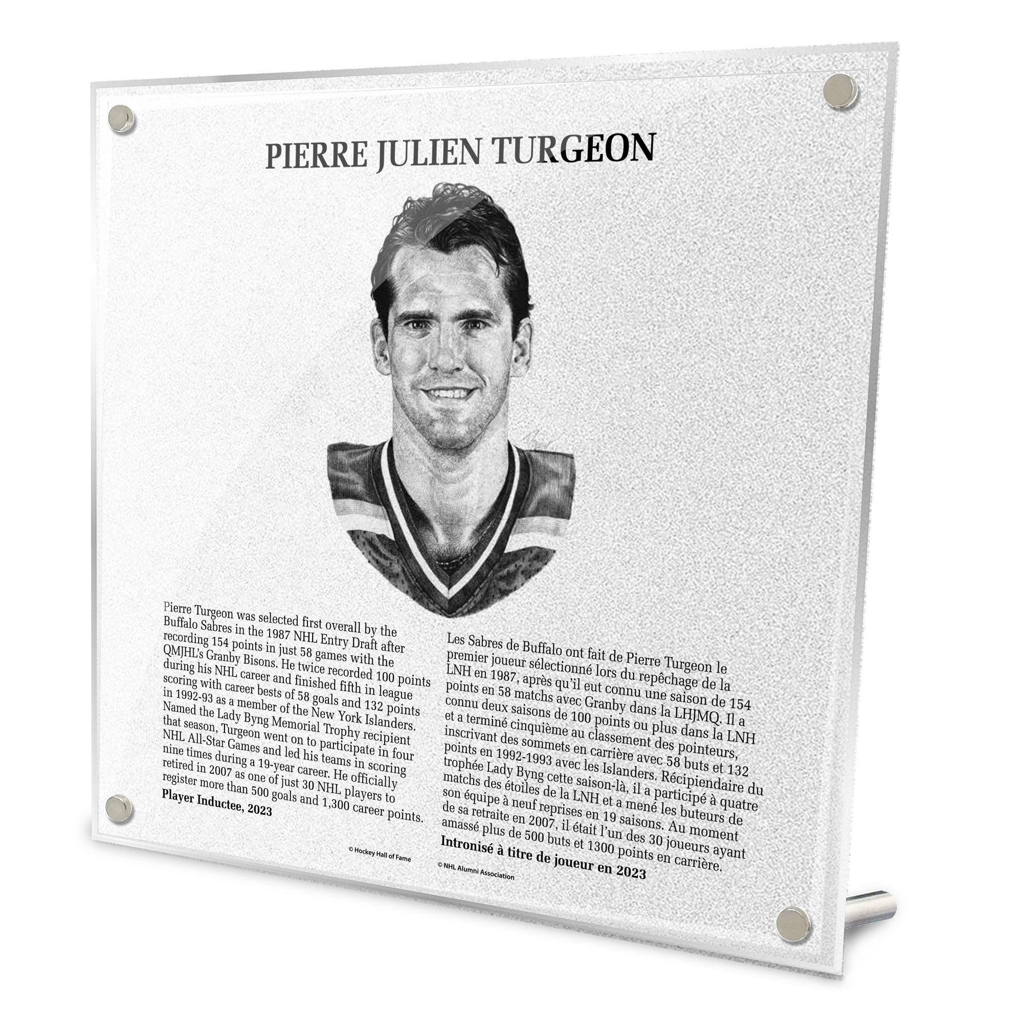Pierre Turgeon Replica Hockey Hall of Fame Plaque