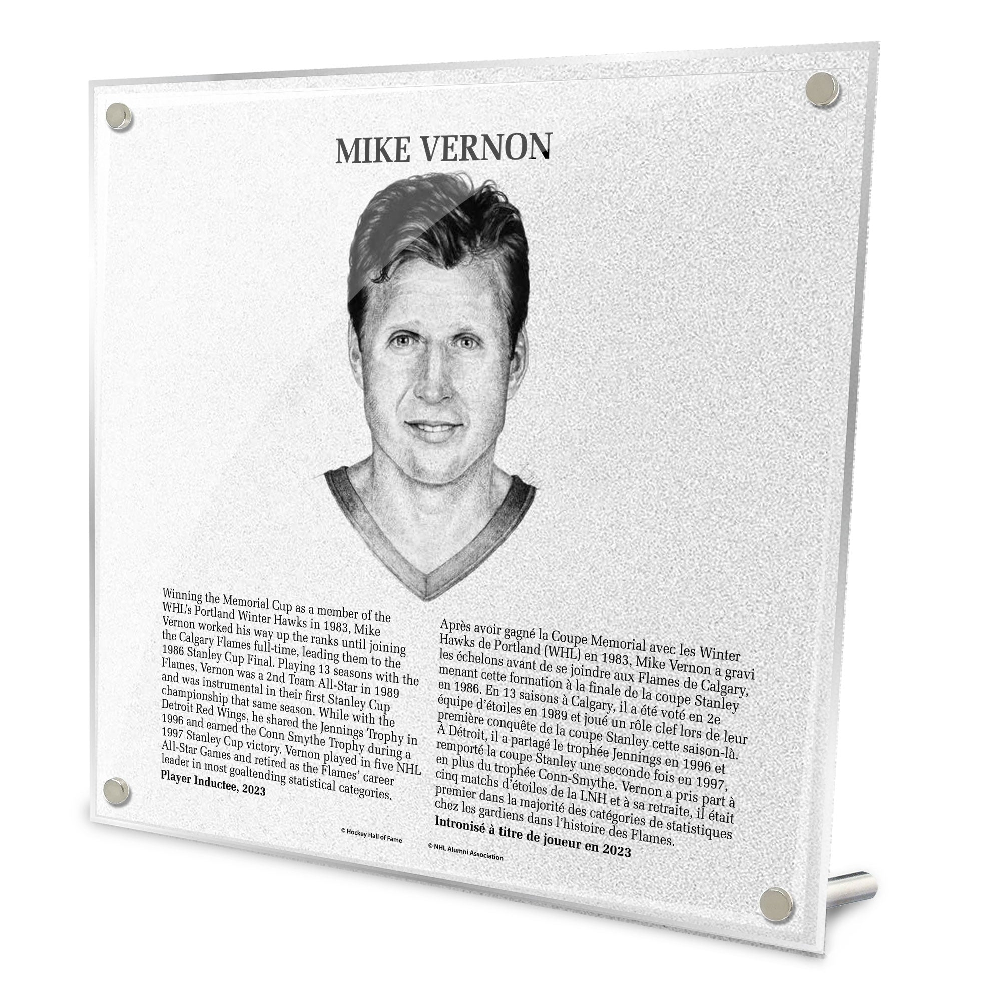 Mike Vernon Replica Hockey Hall of Fame Plaque