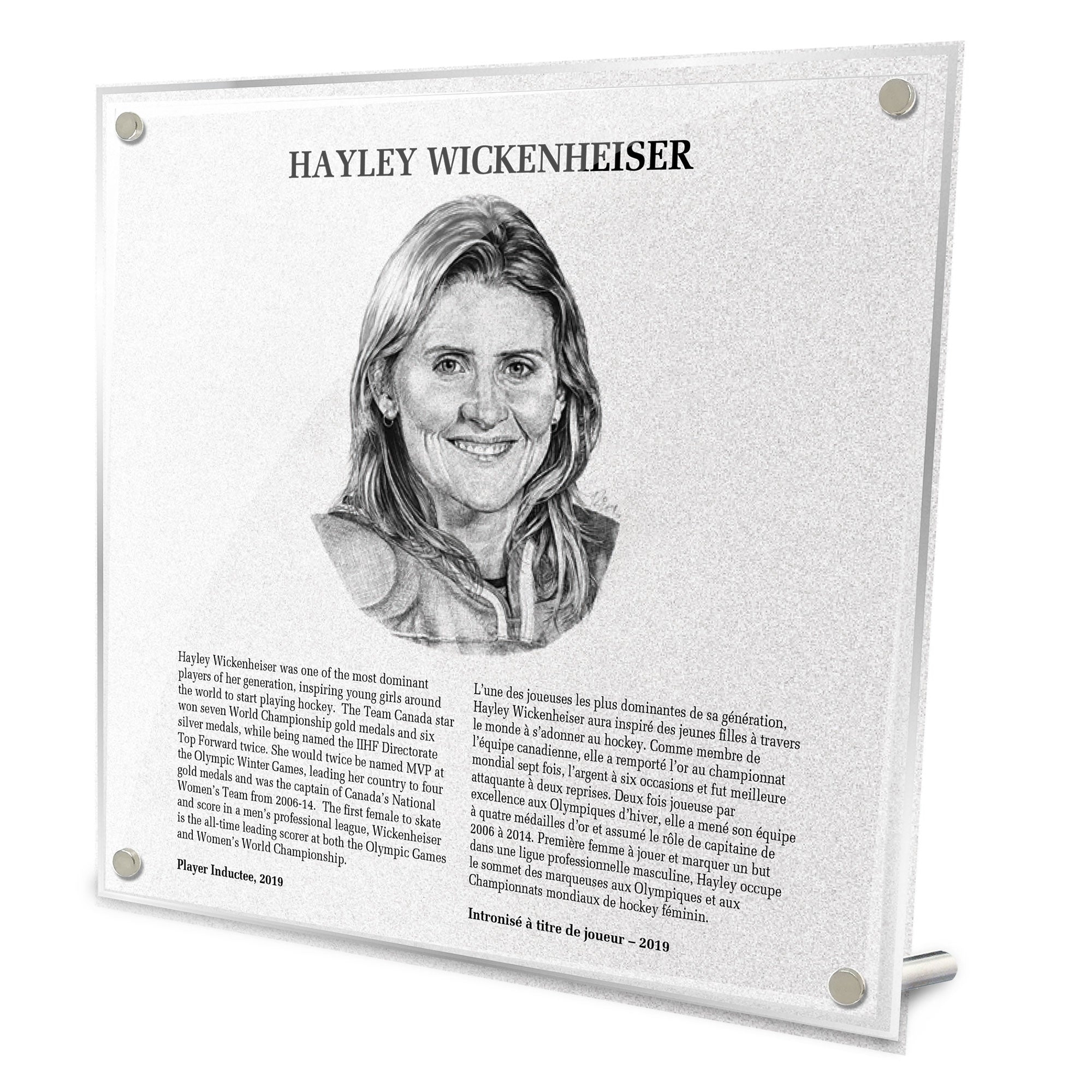 Hayley Wickenheiser Replica Hockey Hall of Fame Plaque