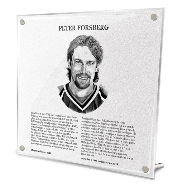 Peter Forsberg Replica Hockey Hall of Fame Plaque