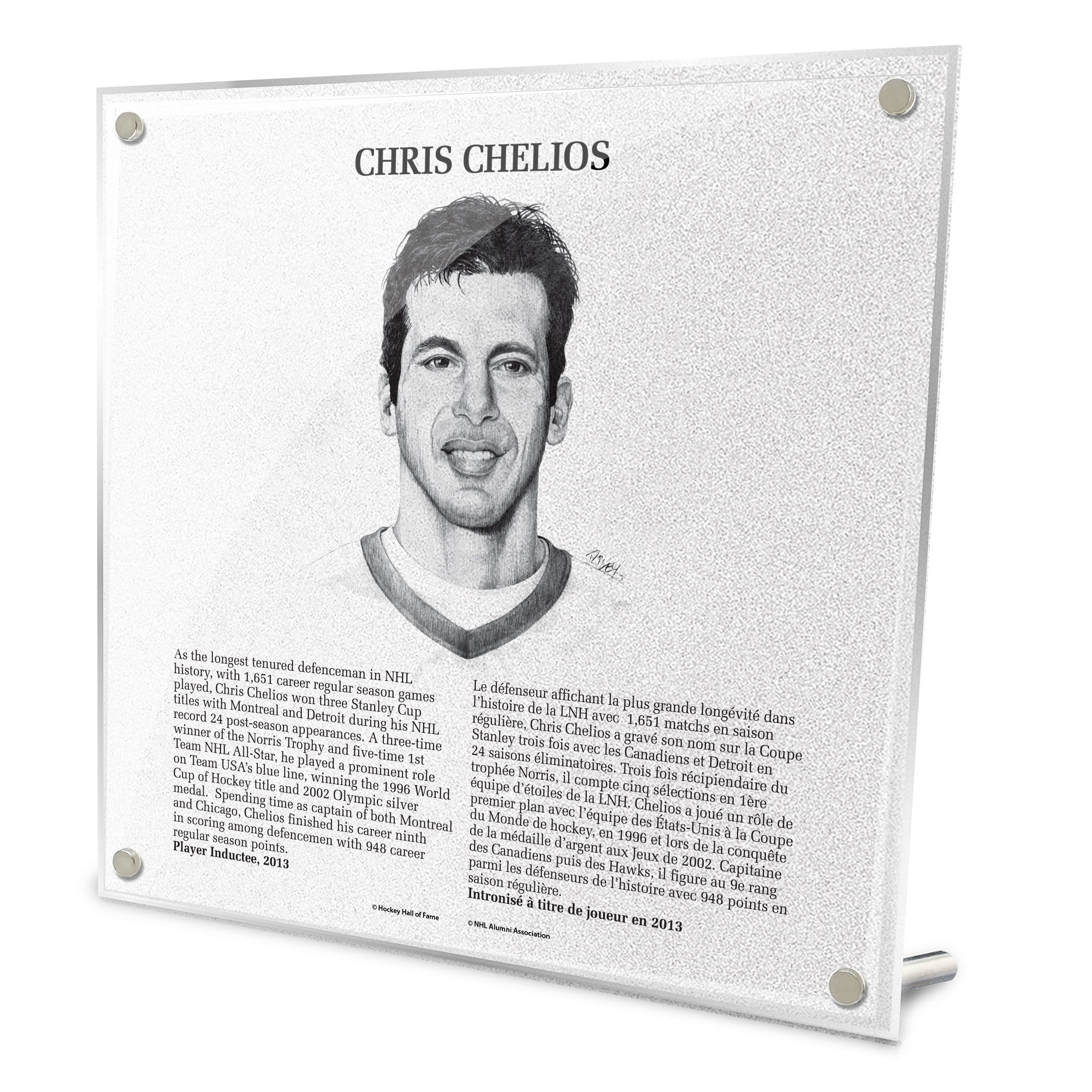 Chris Chelios Replica Hockey Hall of Fame Plaque